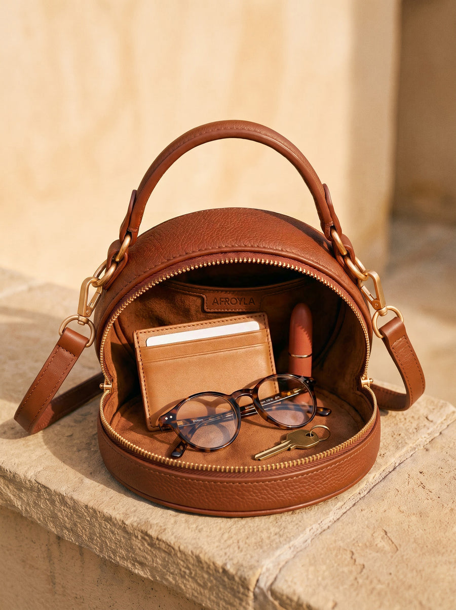 "Nuru" Applique Circle Crossbody Bag