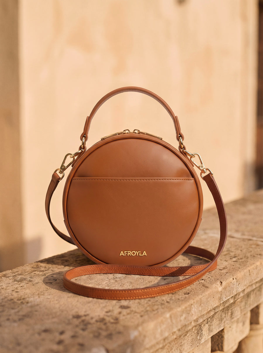 "Nuru" Applique Circle Crossbody Bag