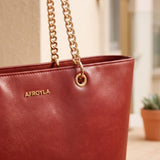 "Safiya" Red Chain Tote Bag
