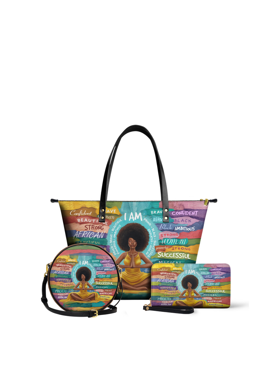 "AfroEssence" Leather Tote Bag Matching Set - DD DEAL