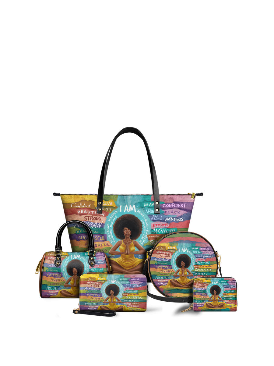 "AfroEssence" Leather Tote Bag Matching Set - DD DEAL
