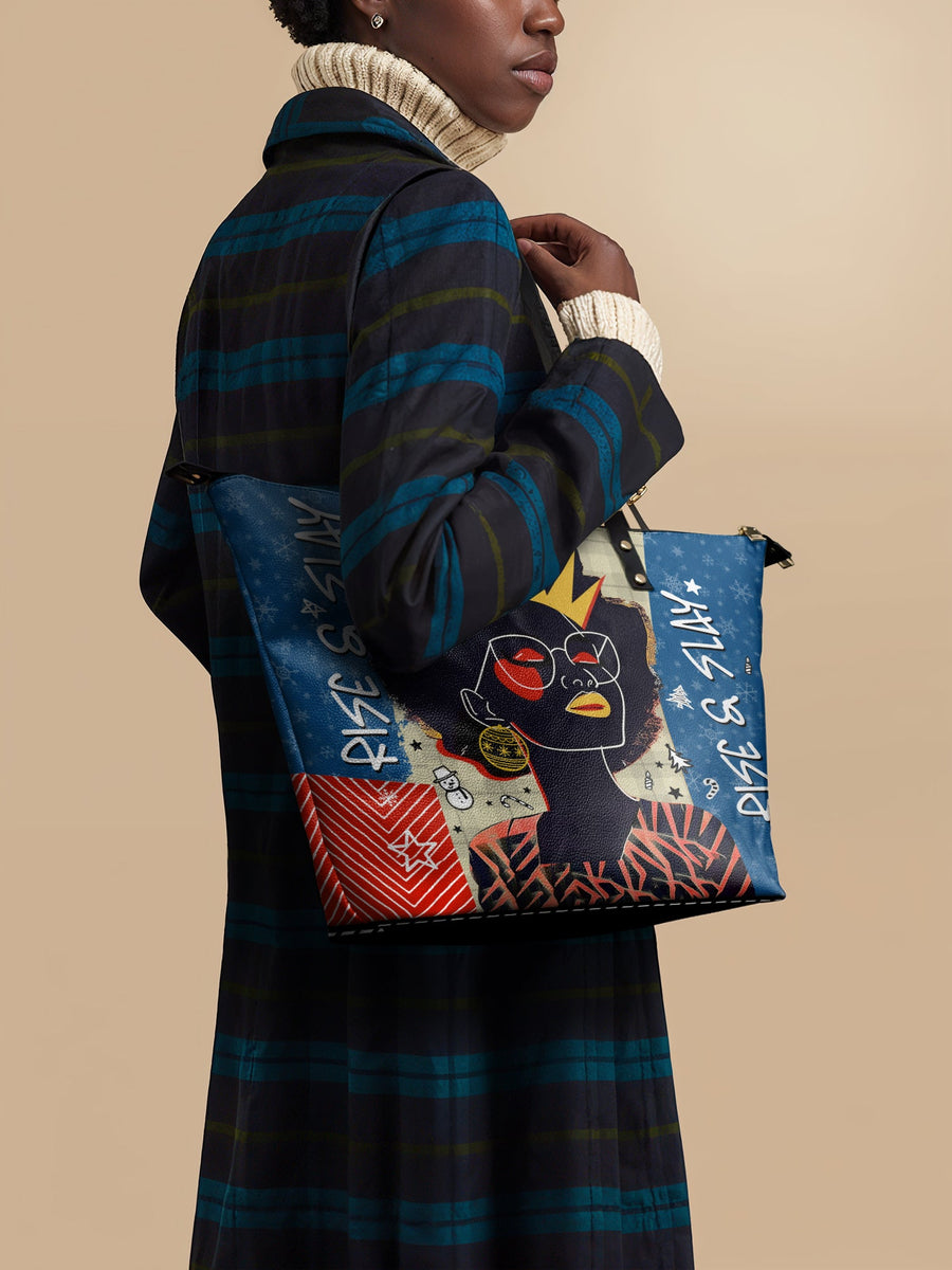 "Aina" Blueberry Snow Leather Tote Bag Matching Set - DD DEAL