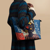 "Aina" Blueberry Snow Leather Tote Bag - BRAVE ONES DEAL