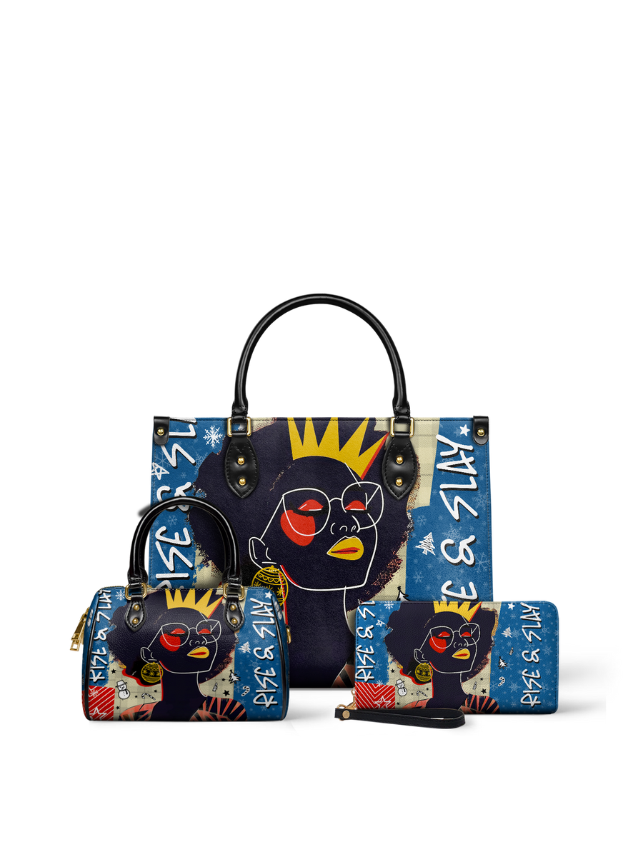 "Aina" Blueberry Snow Leather Handbag A250 Deal