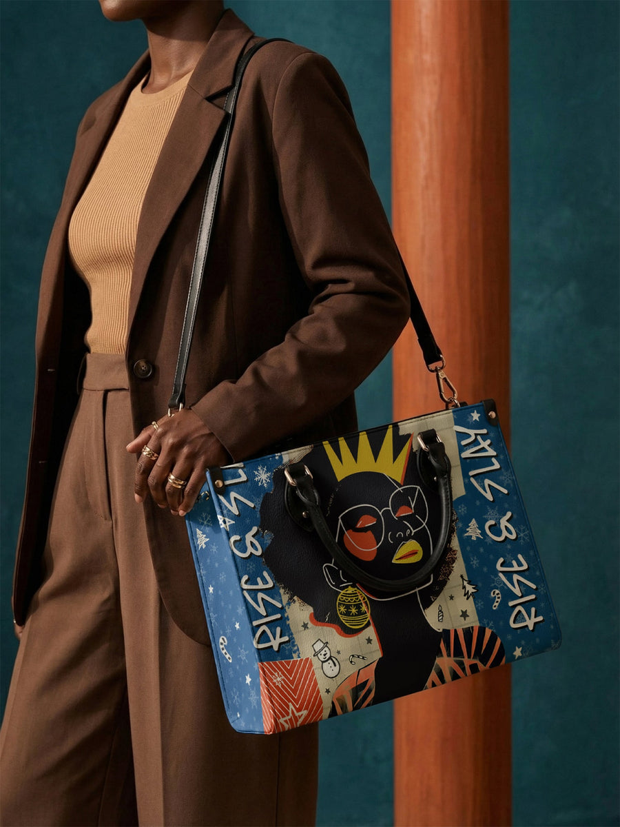 "Aina" Blueberry Snow Leather Handbag Matching Set - DD DEAL