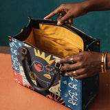 "Aina" Blueberry Snow Leather Handbag