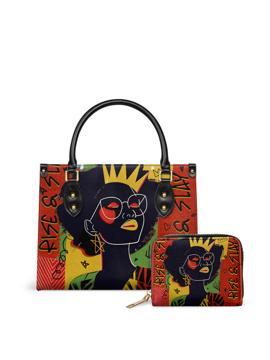 "Aina" Flame Red Small Leather Handbag Matching Set - DD DEAL