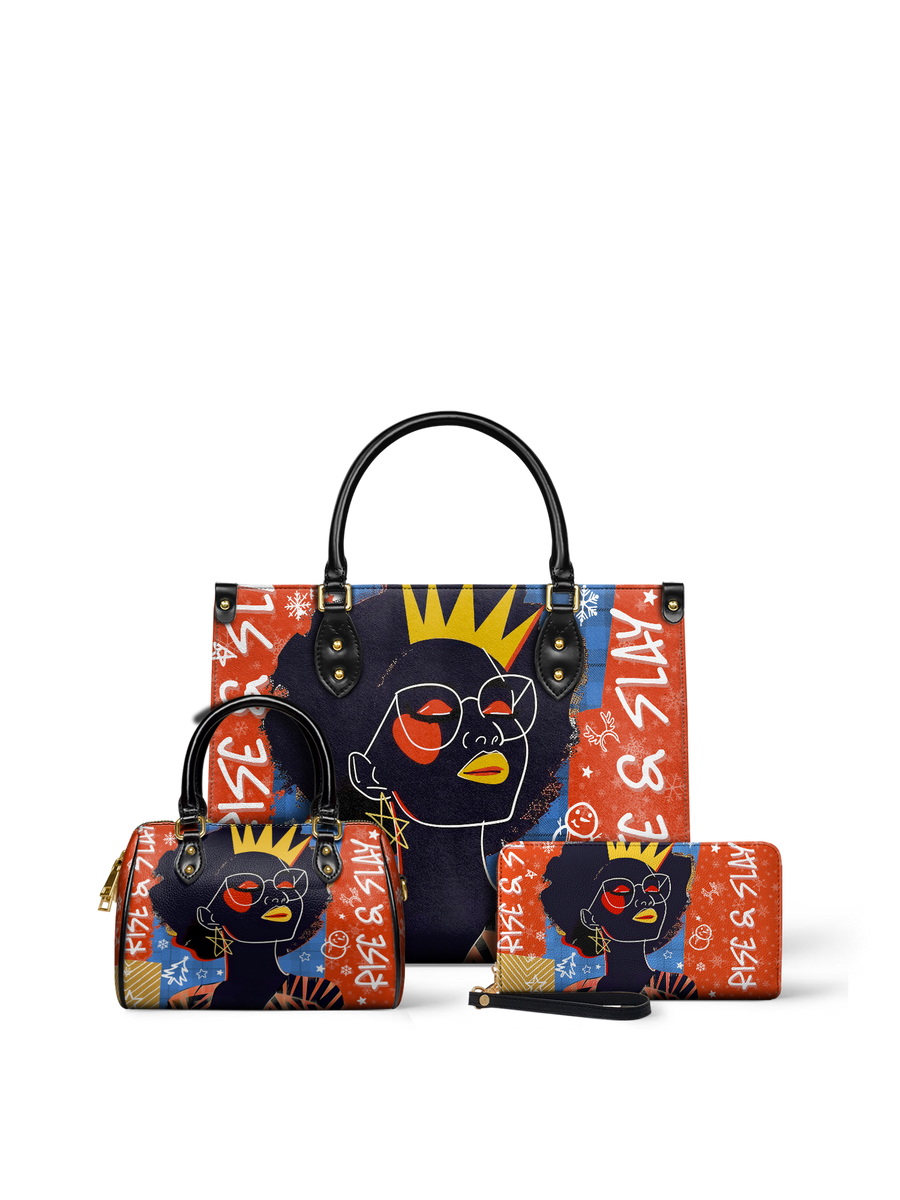 "Aina" Frosted Cherry Leather Handbag Matching Set - DD DEAL