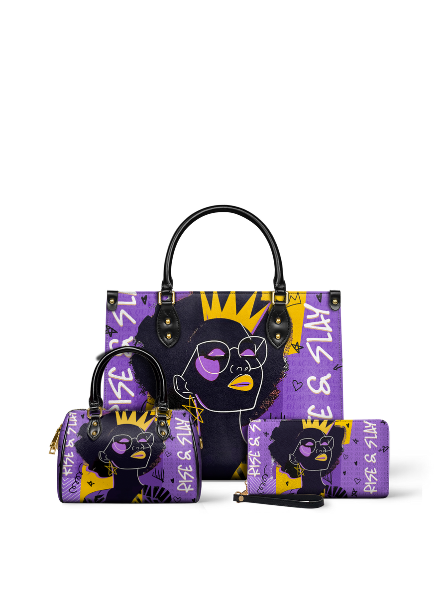 "Aina" Grape Soda Leather Handbag Matching Set - DD DEAL