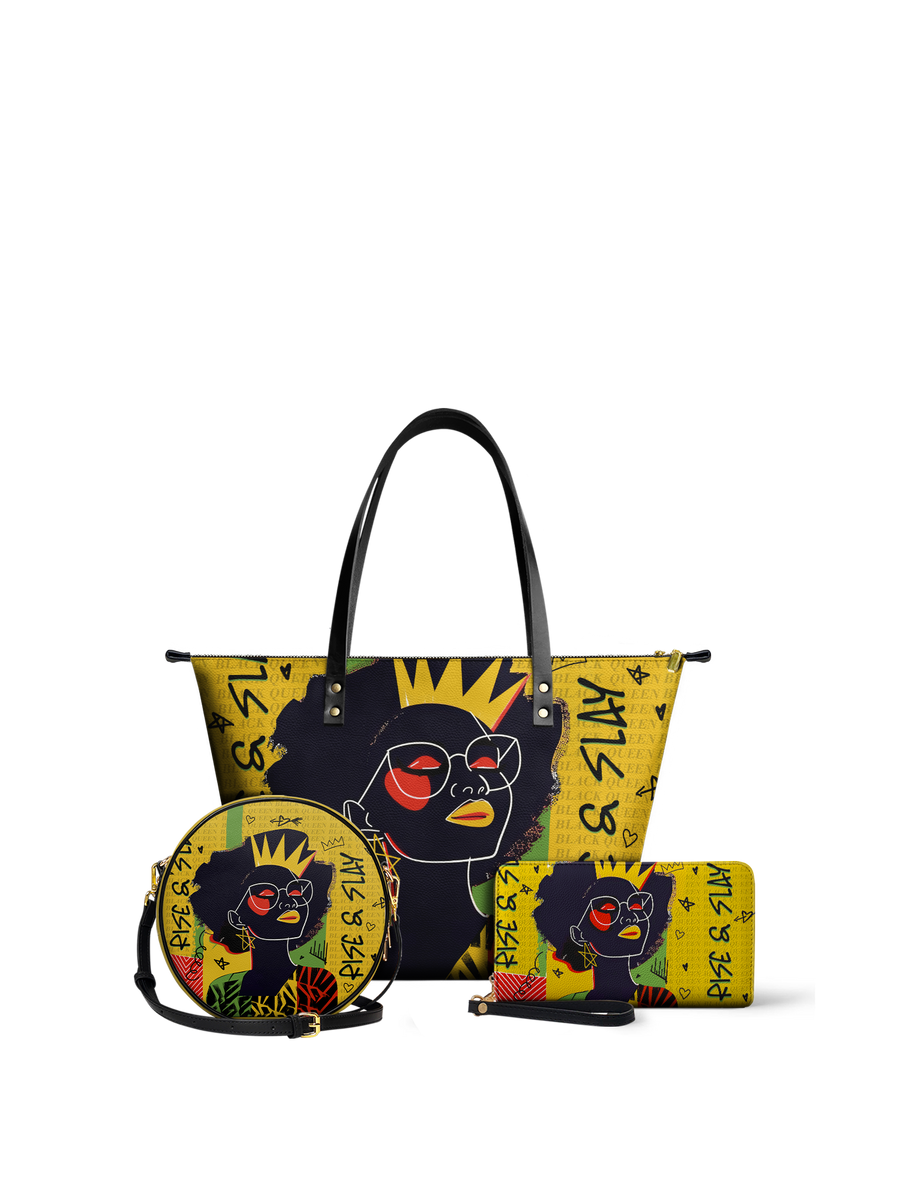 "Aina" Lemon Zest Leather Tote Bag Matching Set - DD DEAL