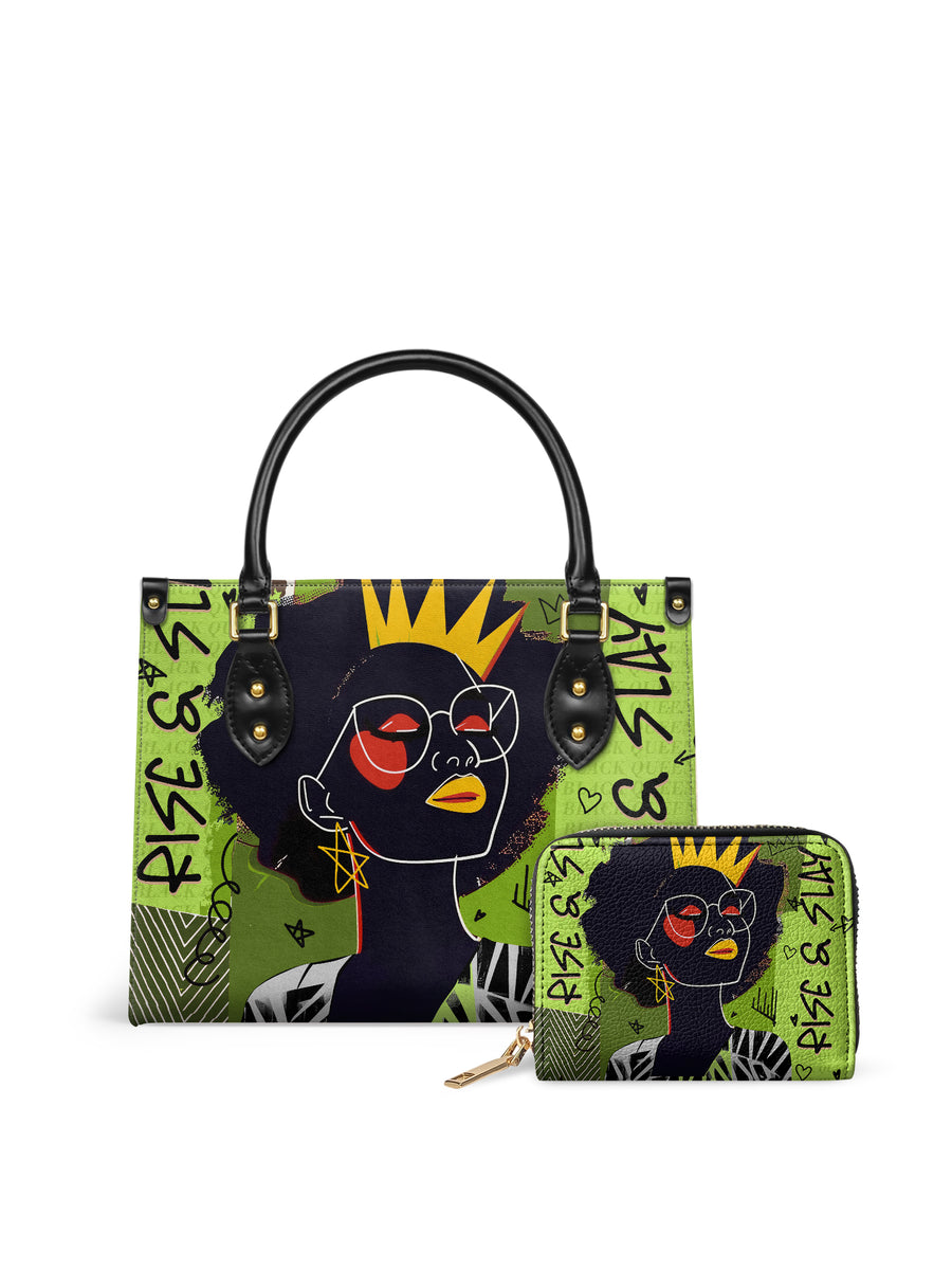 "Aina" Lime Pop Small Leather Handbag Matching Set - DD DEAL
