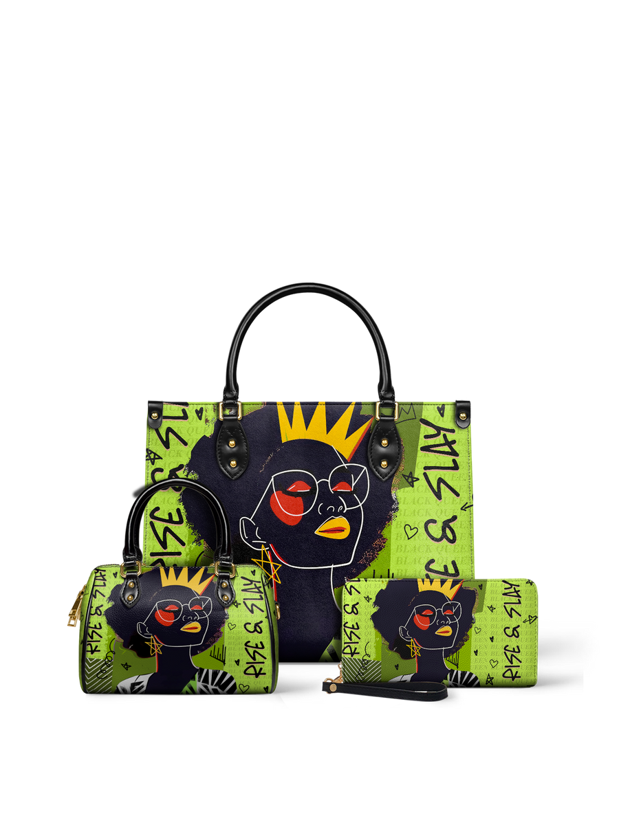 "Aina" Lime Pop Leather Handbag Matching Set - DD DEAL
