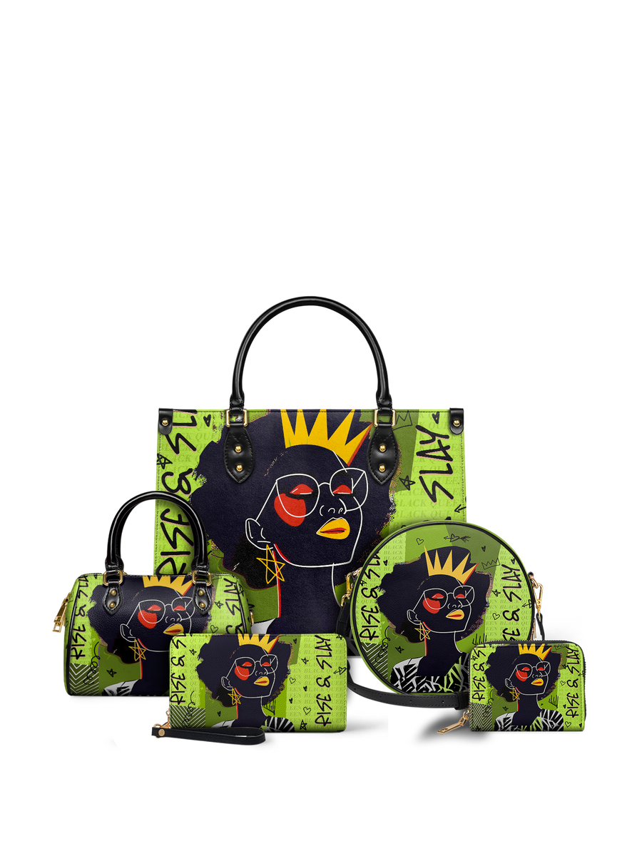 "Aina" Lime Pop Leather Handbag Matching Set - DD DEAL