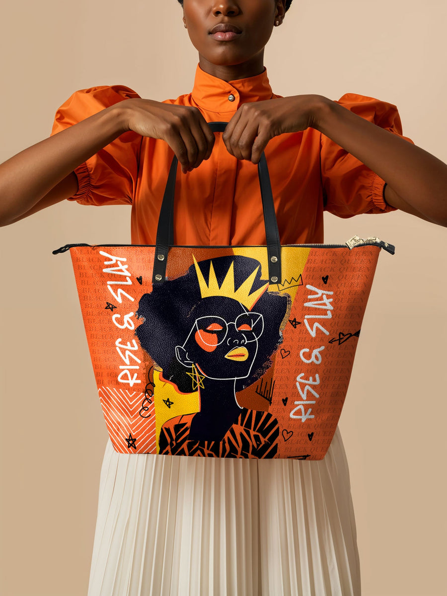 "Aina" Orange Sorbet Leather Tote Bag FALL CLEARANCE DEAL