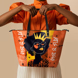 "Aina" Orange Sorbet Leather Tote Bag - BRAVE ONES DEAL