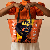 "Aina" Orange Sorbet Leather Tote Bag