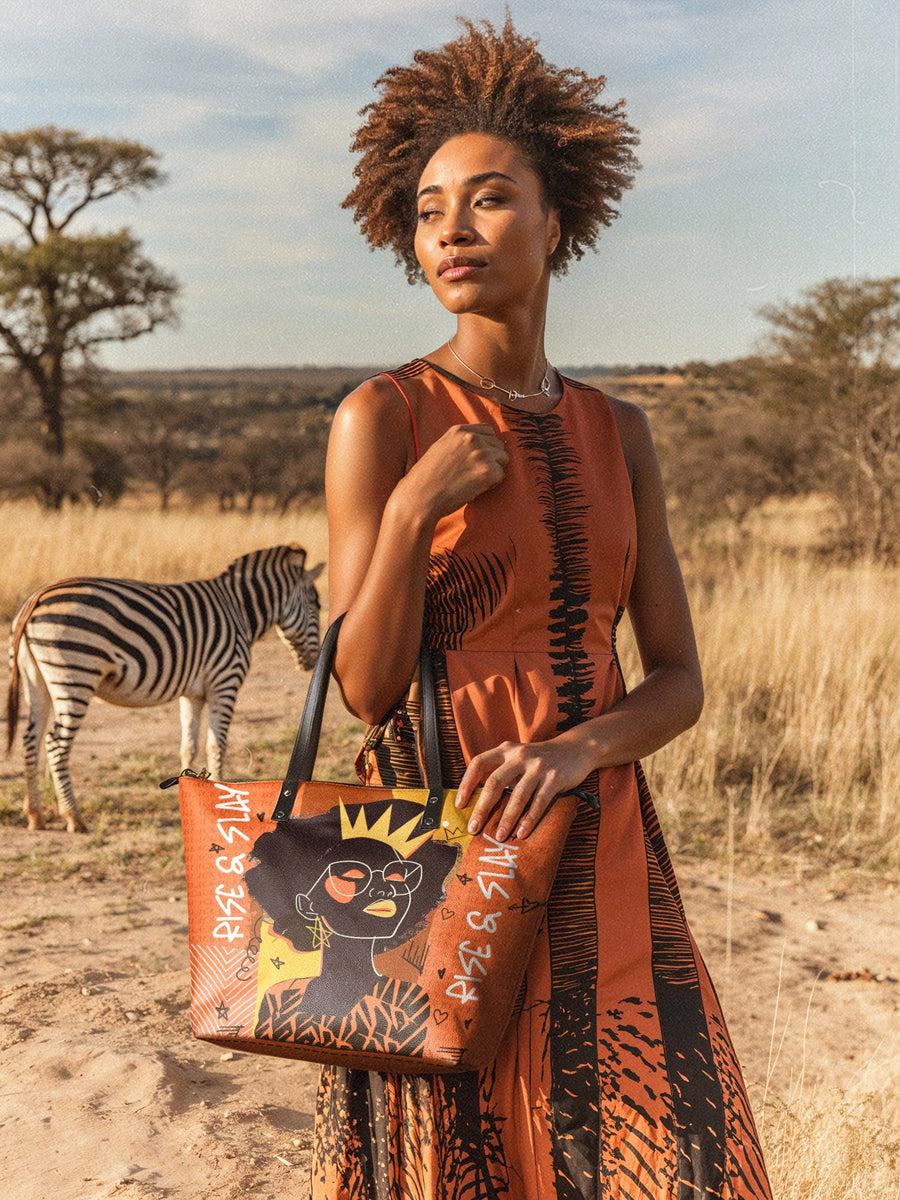 "Aina" Orange Sorbet Leather Tote Bag FALL CLEARANCE DEAL