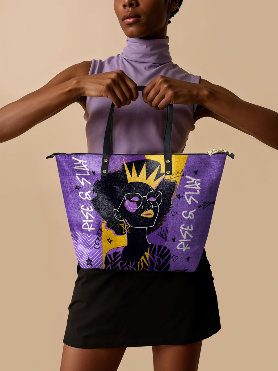 "Aina" Grape Soda Leather Tote Bag