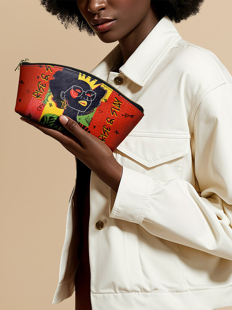 "Aina" Flame Red Eclipse Makeup Bag