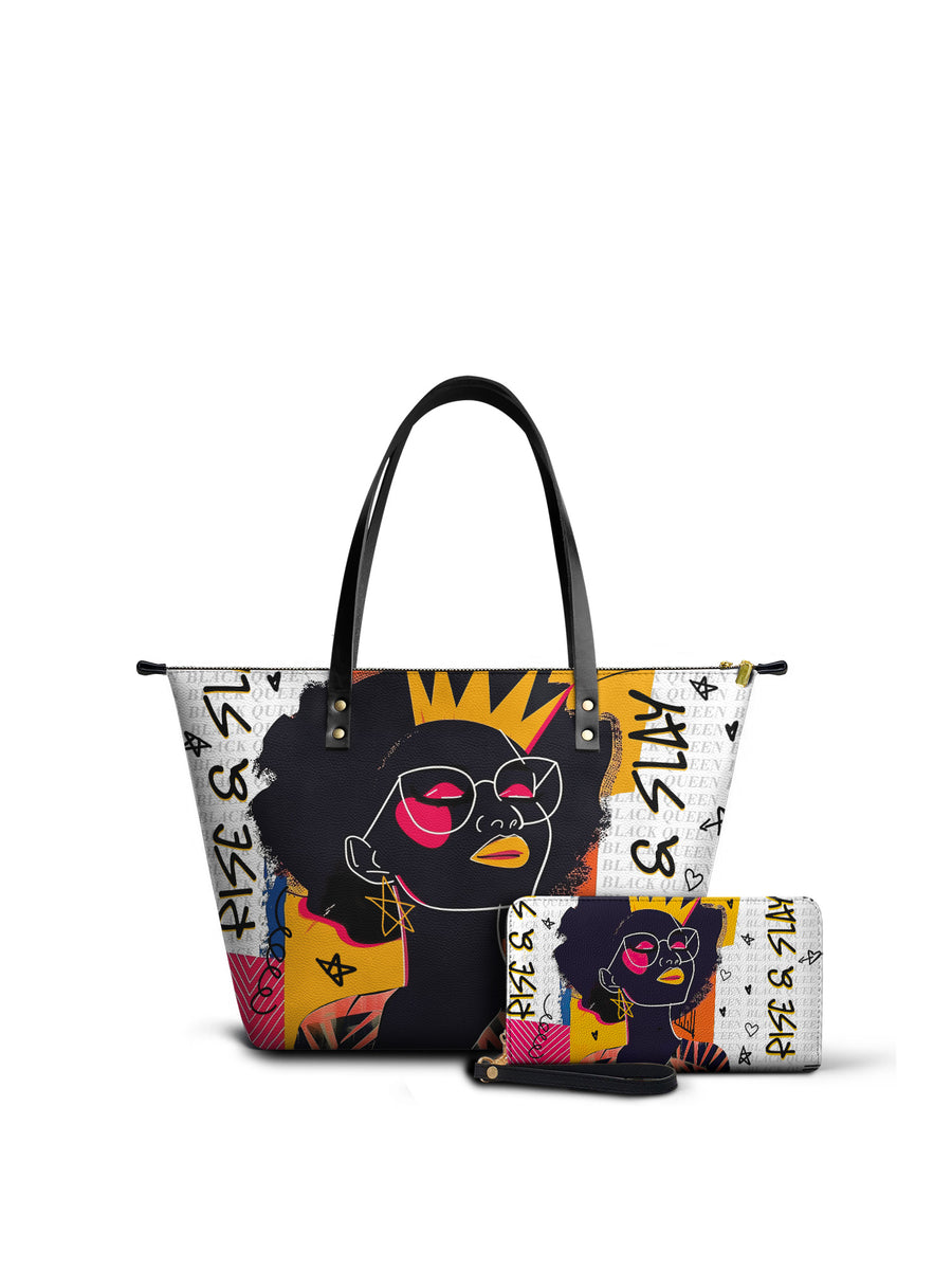 "Aina" Coconut White Leather Tote Bag Matching Set - DD DEAL
