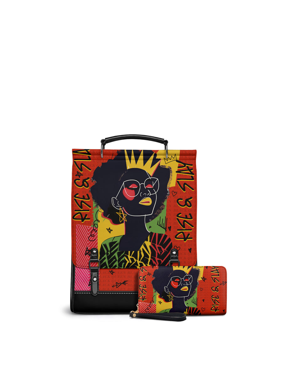 "Aina" Flame Red Leather Backpack Matching Set - DD DEAL