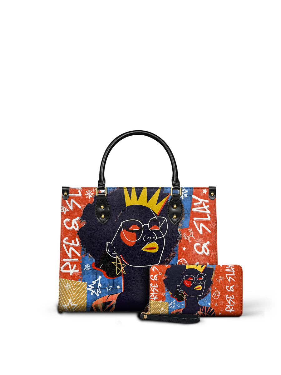 "Aina" Frosted Cherry Leather Handbag Matching Set - DD DEAL