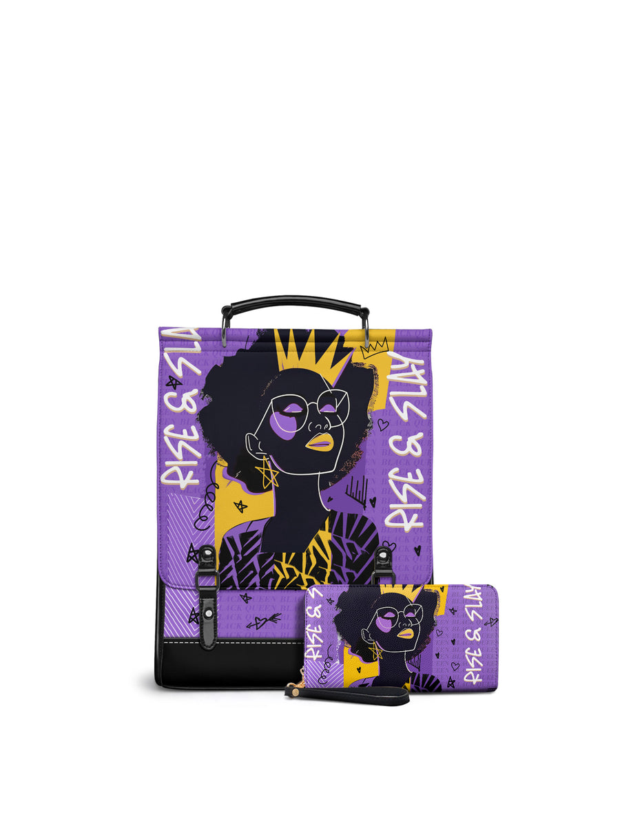"Aina" Grape Soda Leather Backpack Matching Set - DD DEAL