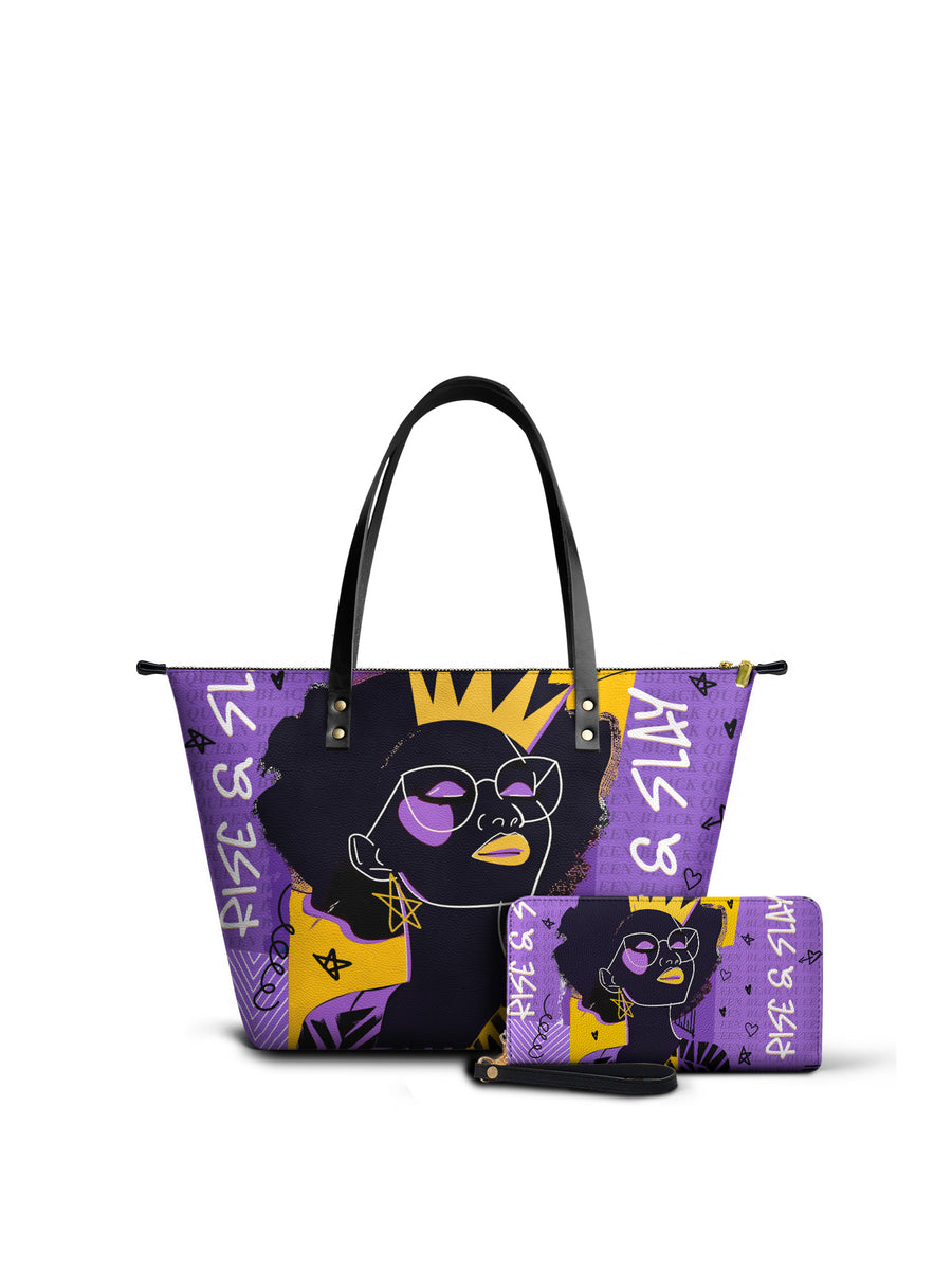"Aina" Grape Soda Leather Tote Bag Matching Set - DD DEAL