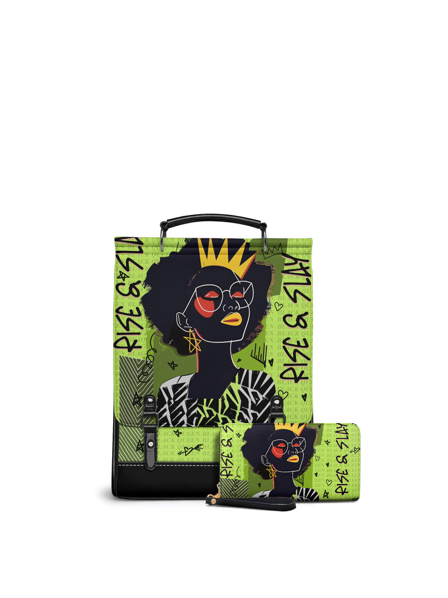 "Aina" Lime Pop Leather Backpack Matching Set - DD DEAL