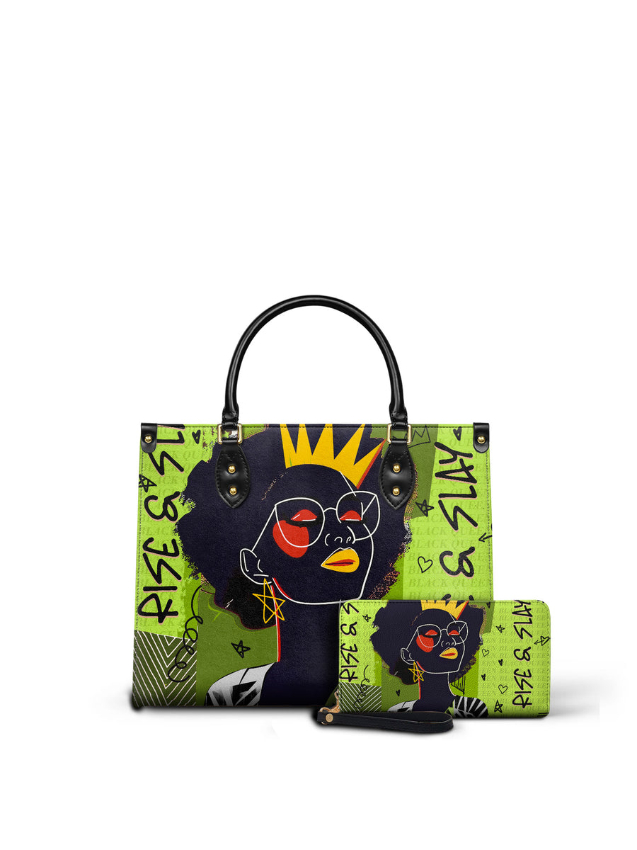 "Aina" Lime Pop Leather Handbag Matching Set - DD DEAL