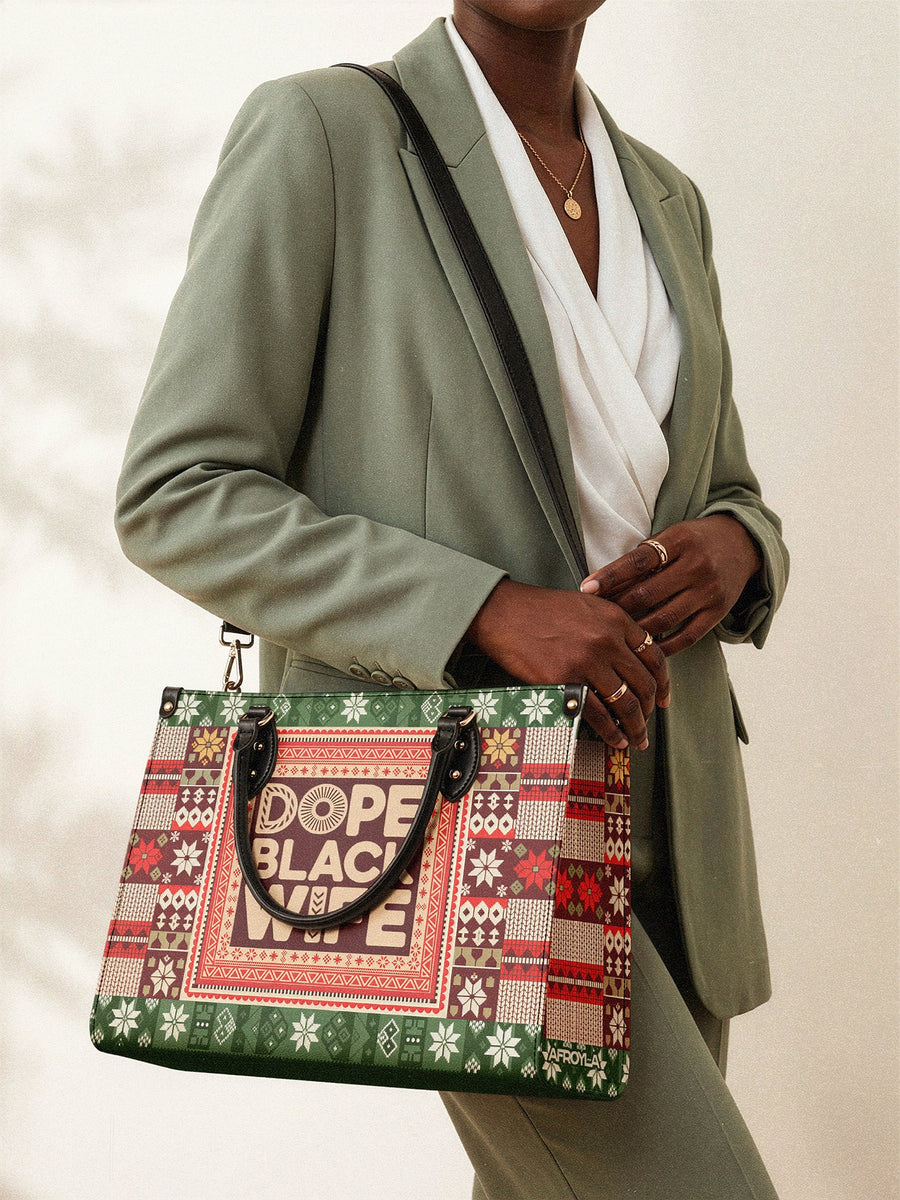 "Dope Black Wife" Frosted Pine Leather Handbag Matching Set - DD DEAL