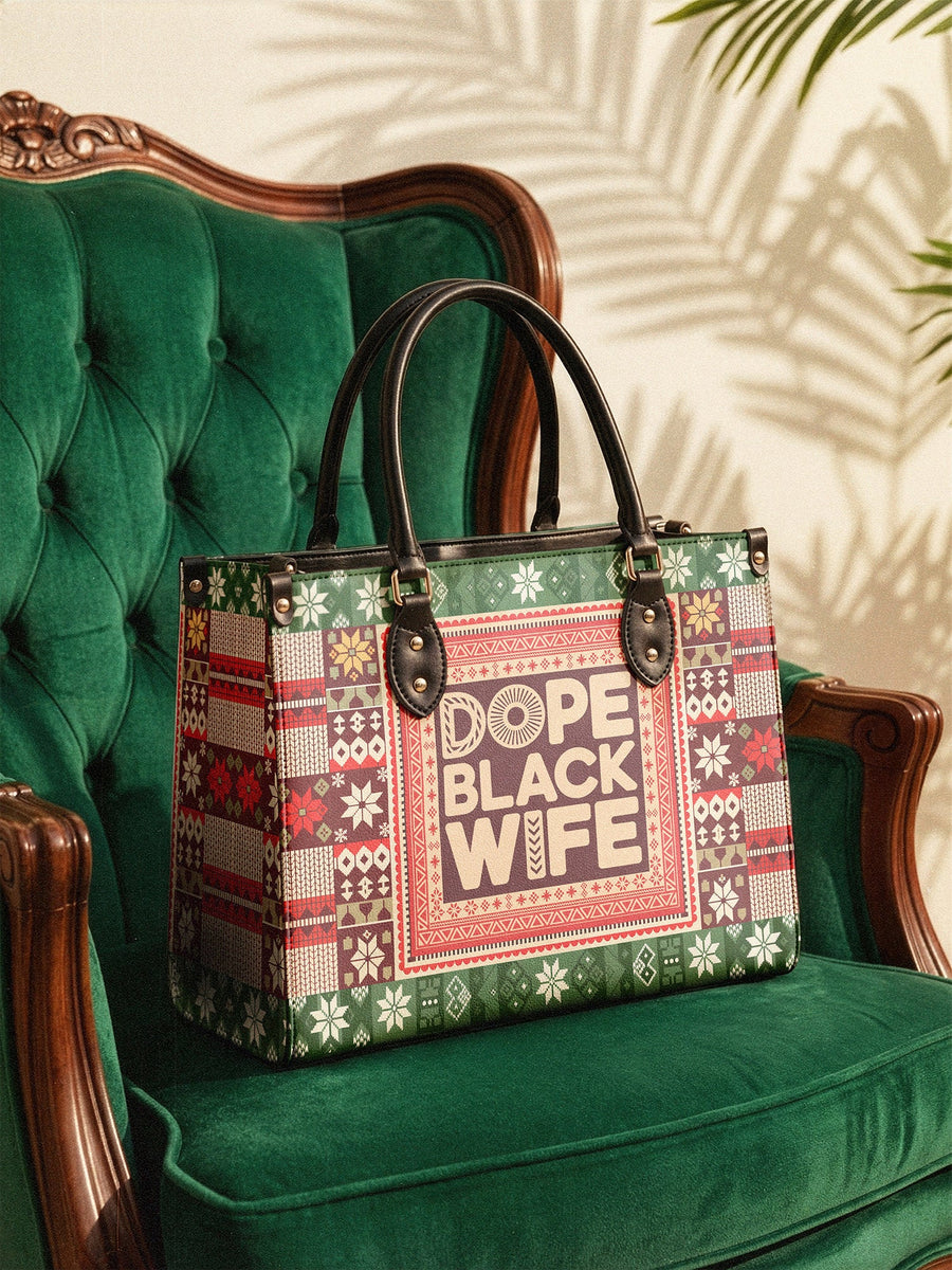 "Dope Black Wife" Frosted Pine Leather Handbag Matching Set - DD DEAL