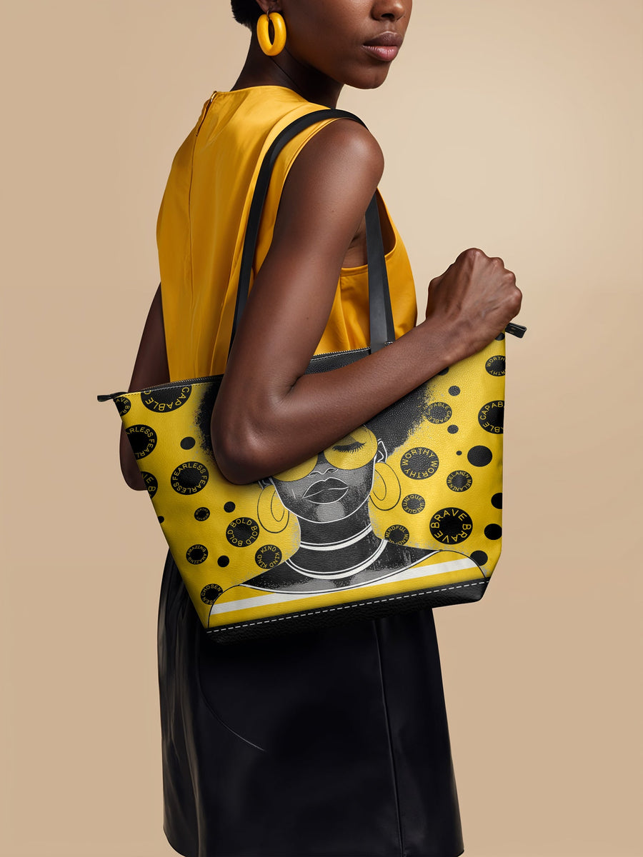 "Fahari" Marigold Pop Leather Tote Bag DD DEAL