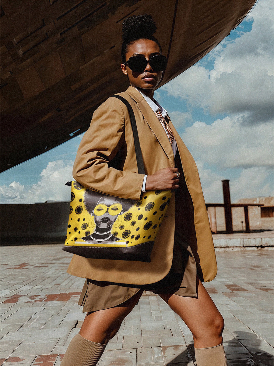 "Fahari" Marigold Pop Leather Tote Bag