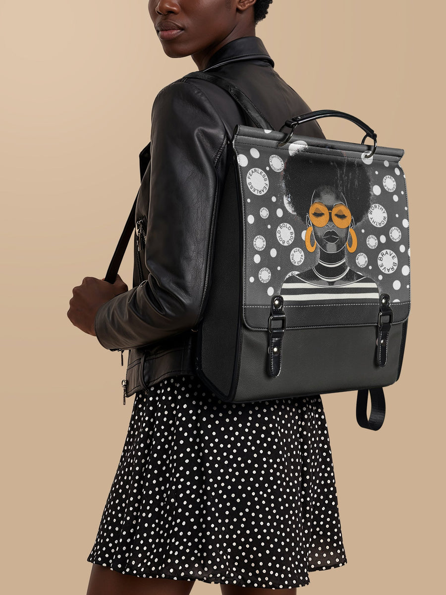 "Fahari" Monochrome Leather Backpack Matching Set - DD DEAL