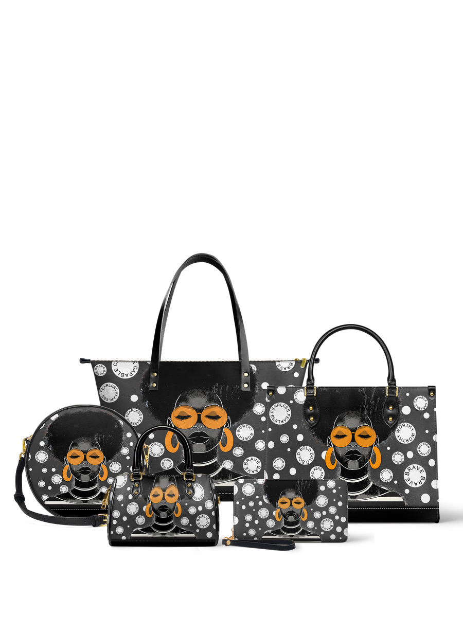 "Fahari" Monochrome Leather Tote Bag Bundle DD DEAL