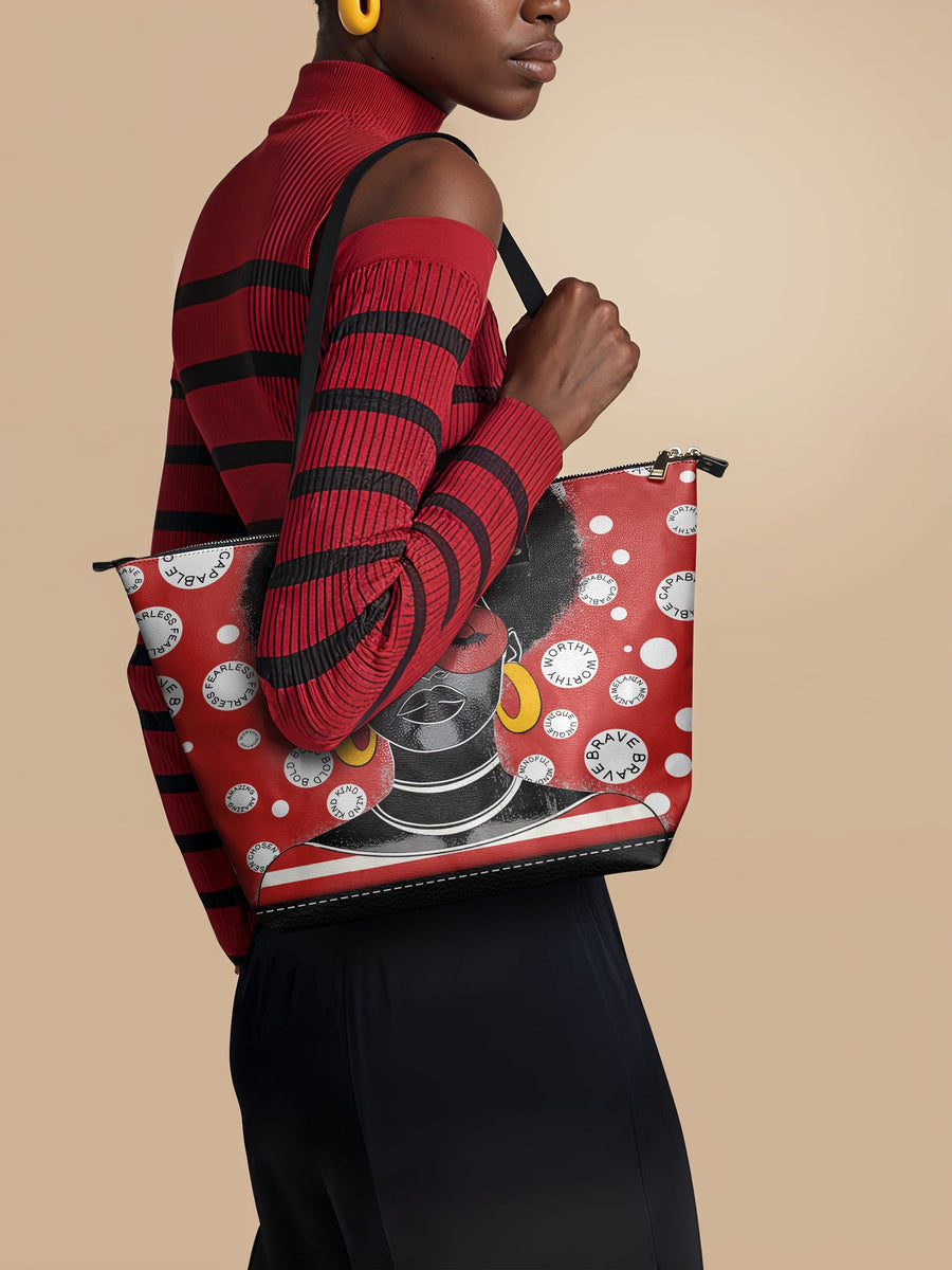 "Fahari" Strawberry Pop Leather Tote Bag Matching Set - DD DEAL