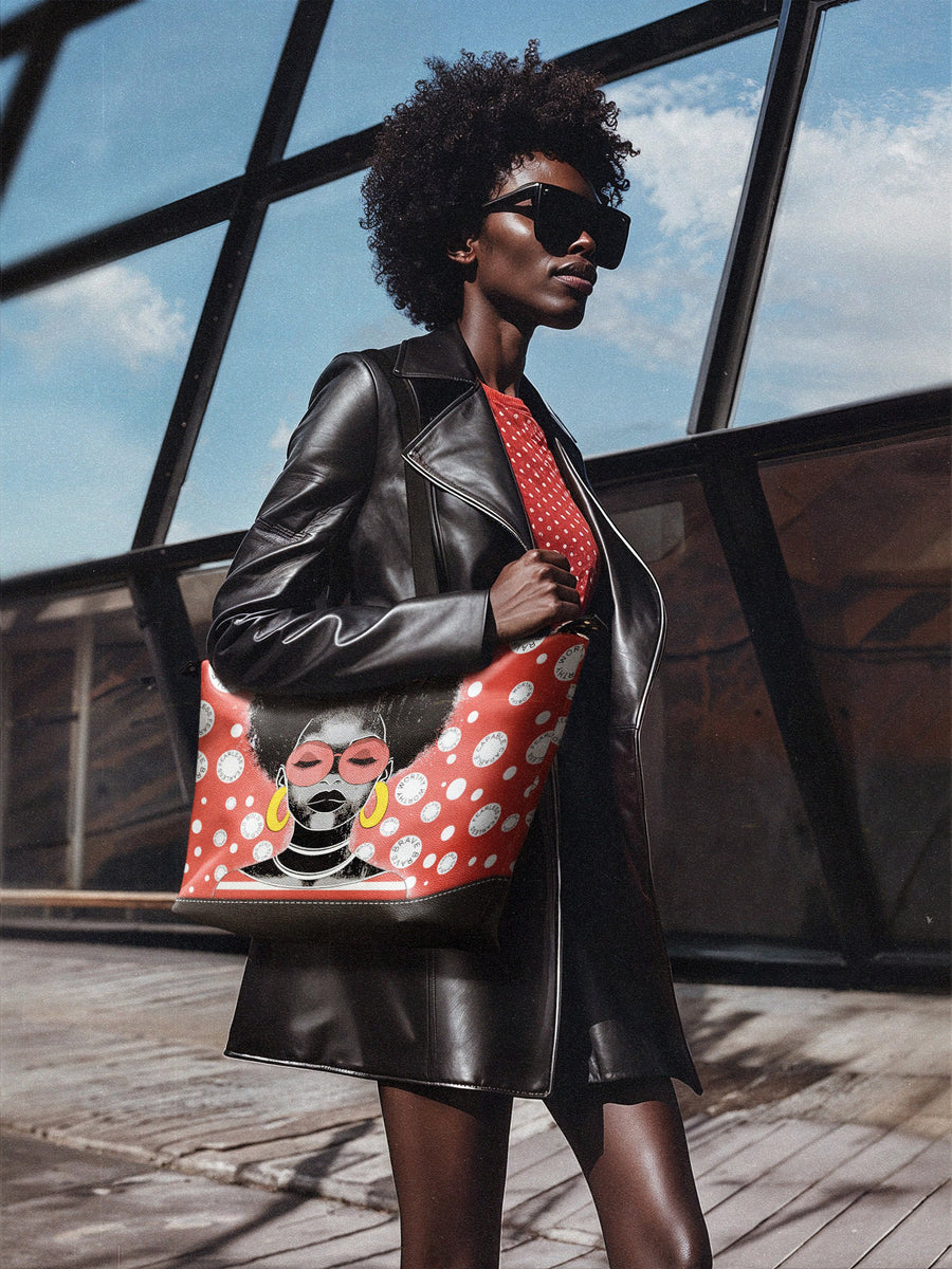 "Fahari" Strawberry Pop Leather Tote Bag
