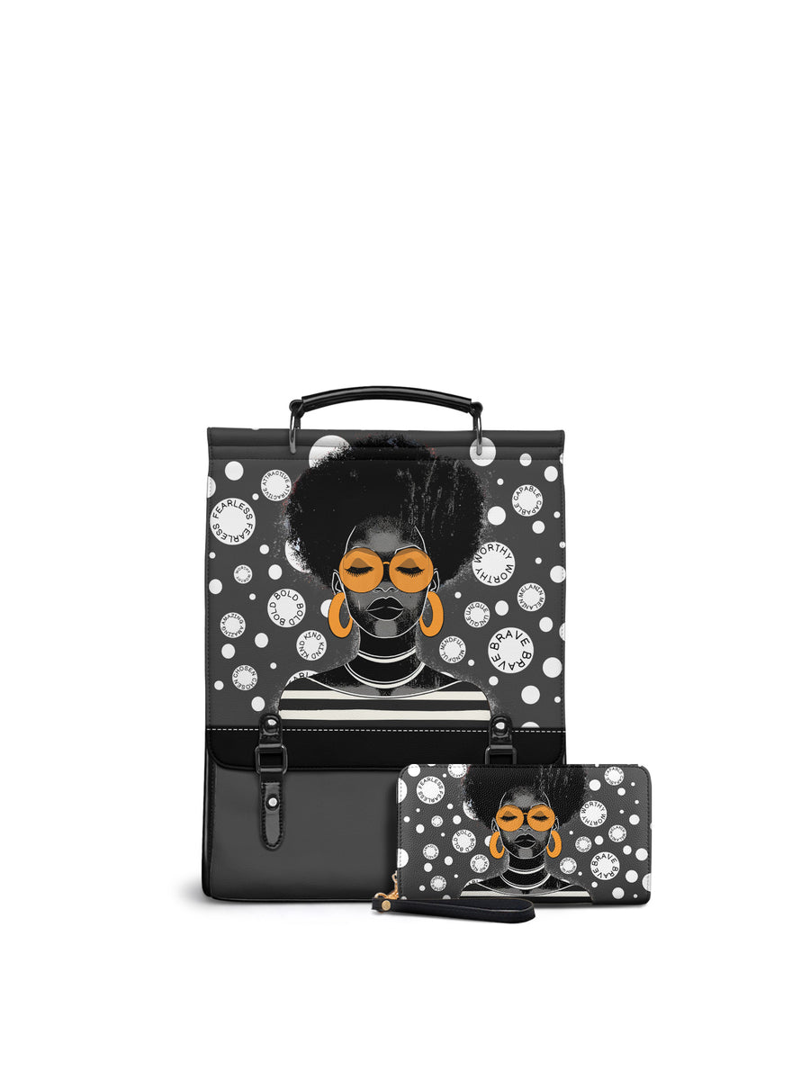"Fahari" Monochrome Leather Backpack Matching Set - DD DEAL