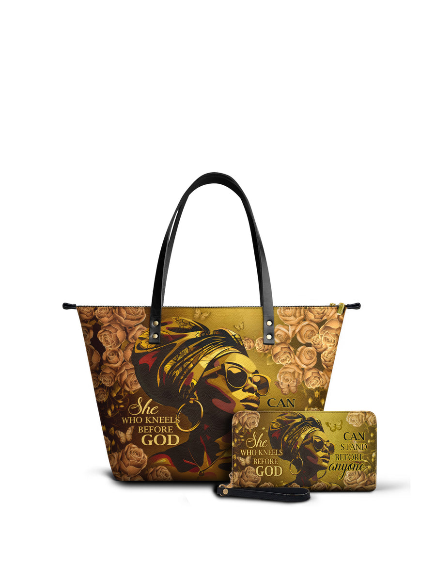 "Godfidence" Leather Tote Bag Matching Set - DD DEAL