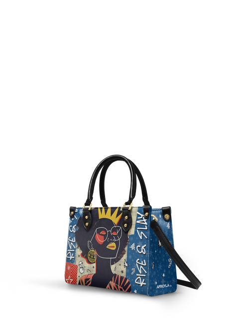 "Aina" Blueberry Snow Small Leather Handbag