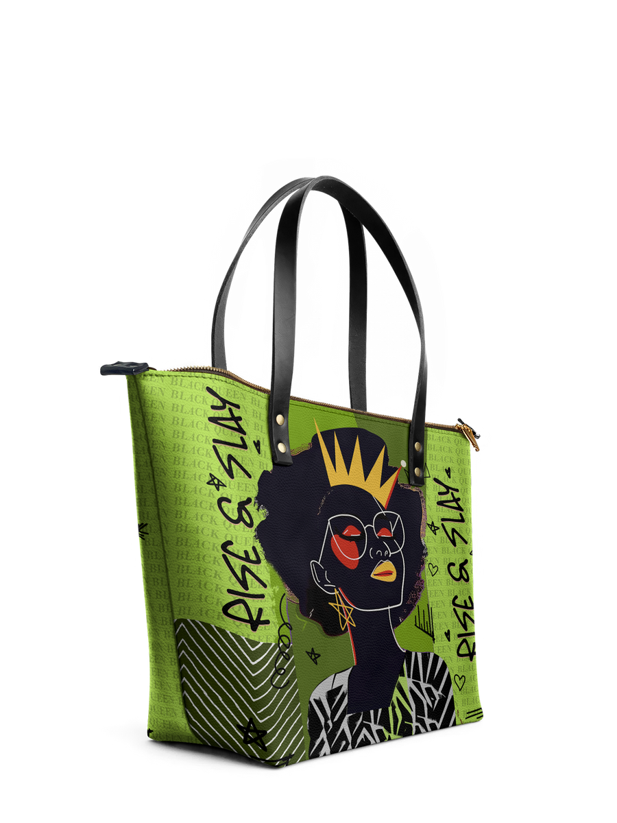 "Aina" Lime Pop Leather Tote Bag