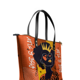"Aina" Orange Sorbet Leather Tote Bag