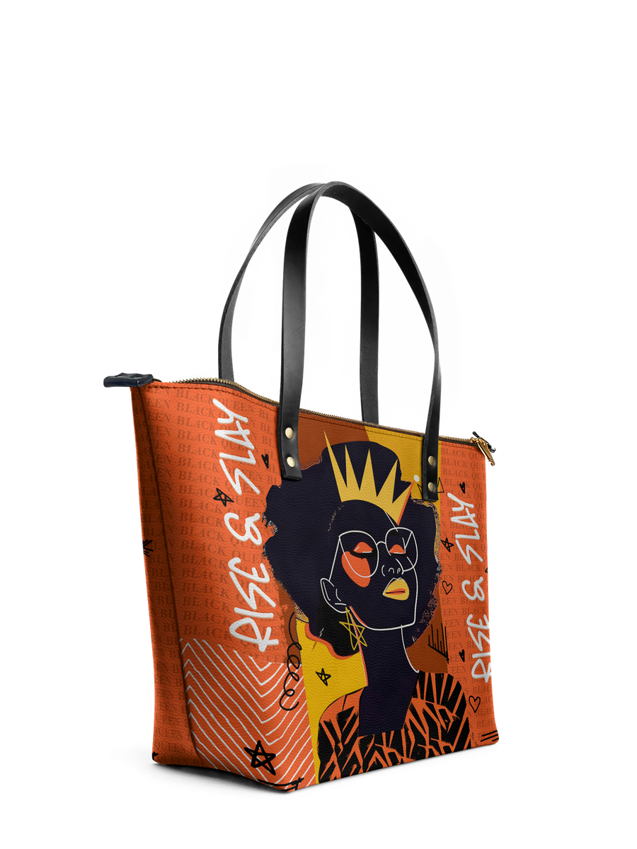 "Aina" Orange Sorbet Leather Tote Bag FALL CLEARANCE DEAL