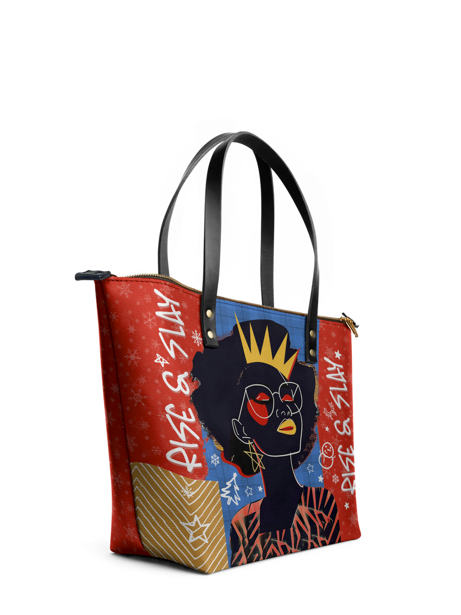 "Aina" Frosted Cherry Leather Tote Bag