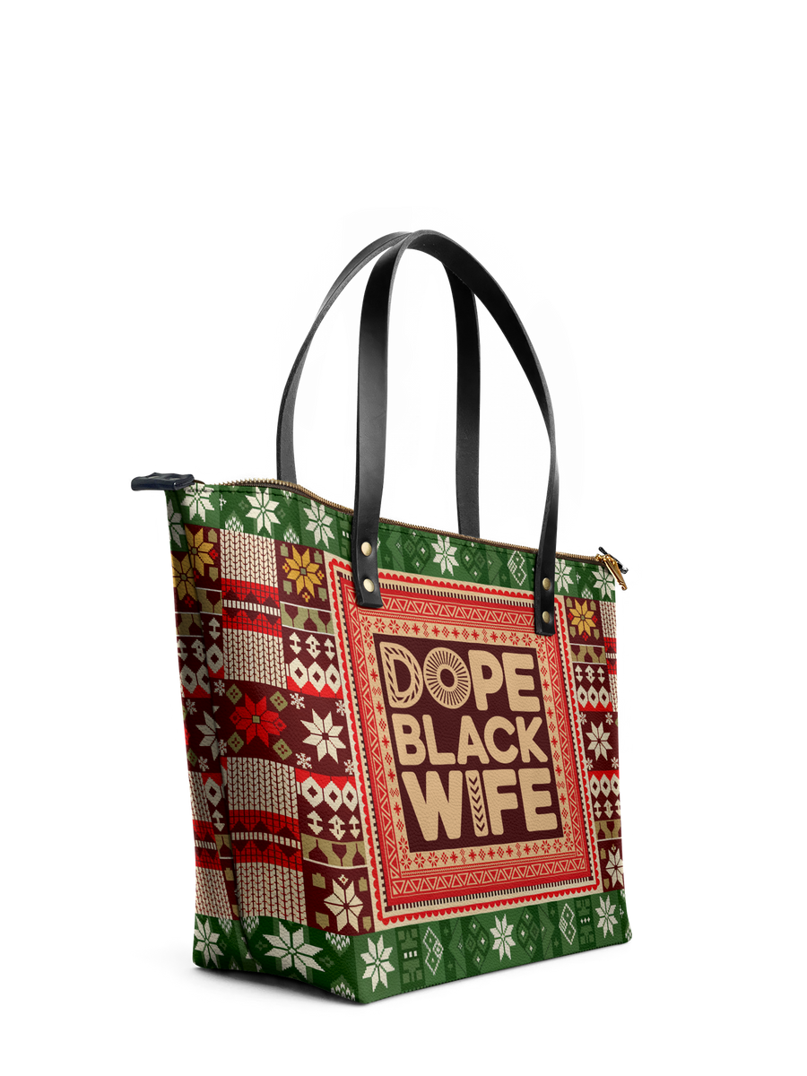 "Dope Black Wife" Frosted Pine Leather Tote Bag