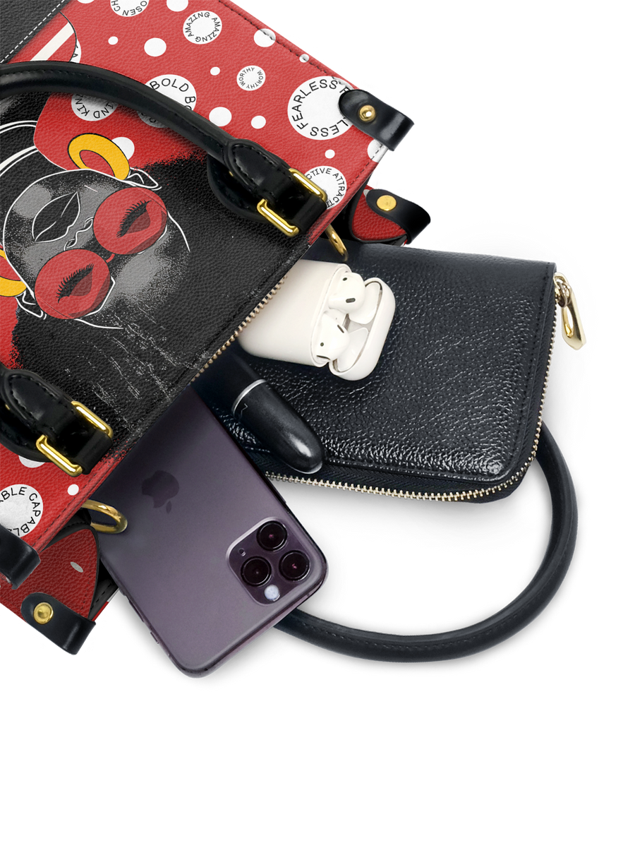"Fahari" Strawberry Pop Small Leather Handbag