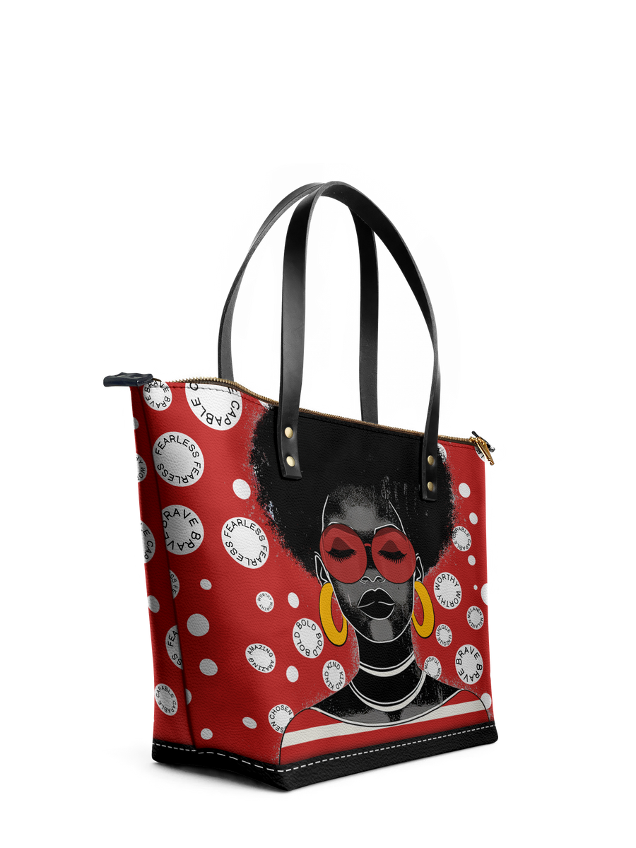 "Fahari" Strawberry Pop Leather Tote Bag Matching Set - DD DEAL