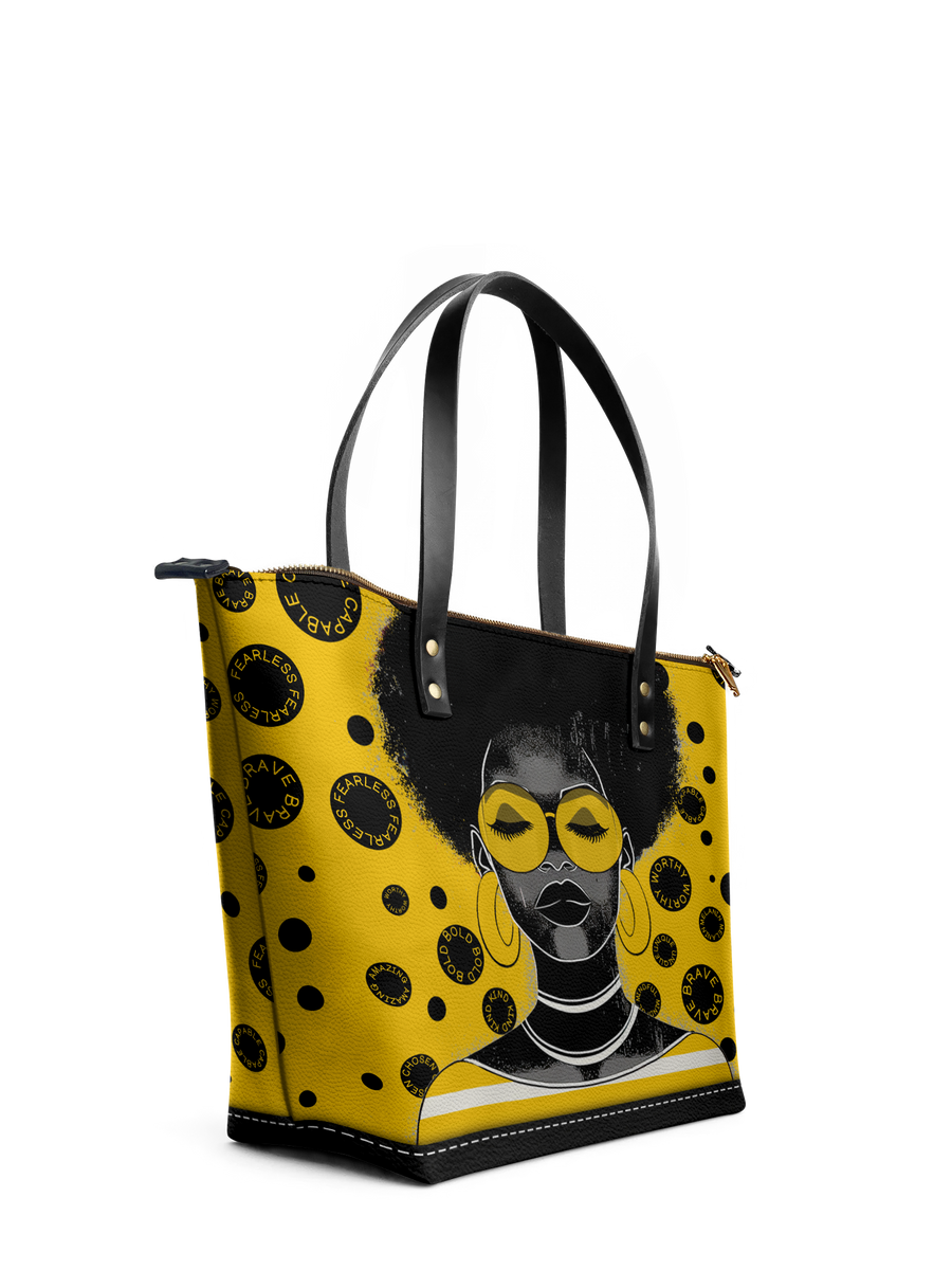 "Fahari" Marigold Pop Leather Tote Bag DD DEAL
