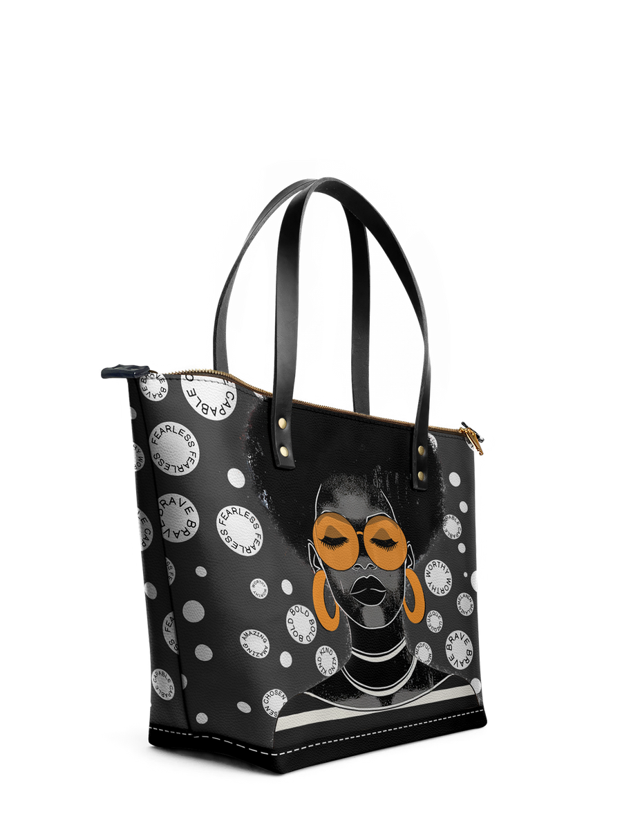 "Fahari" Monochrome Leather Tote Bag